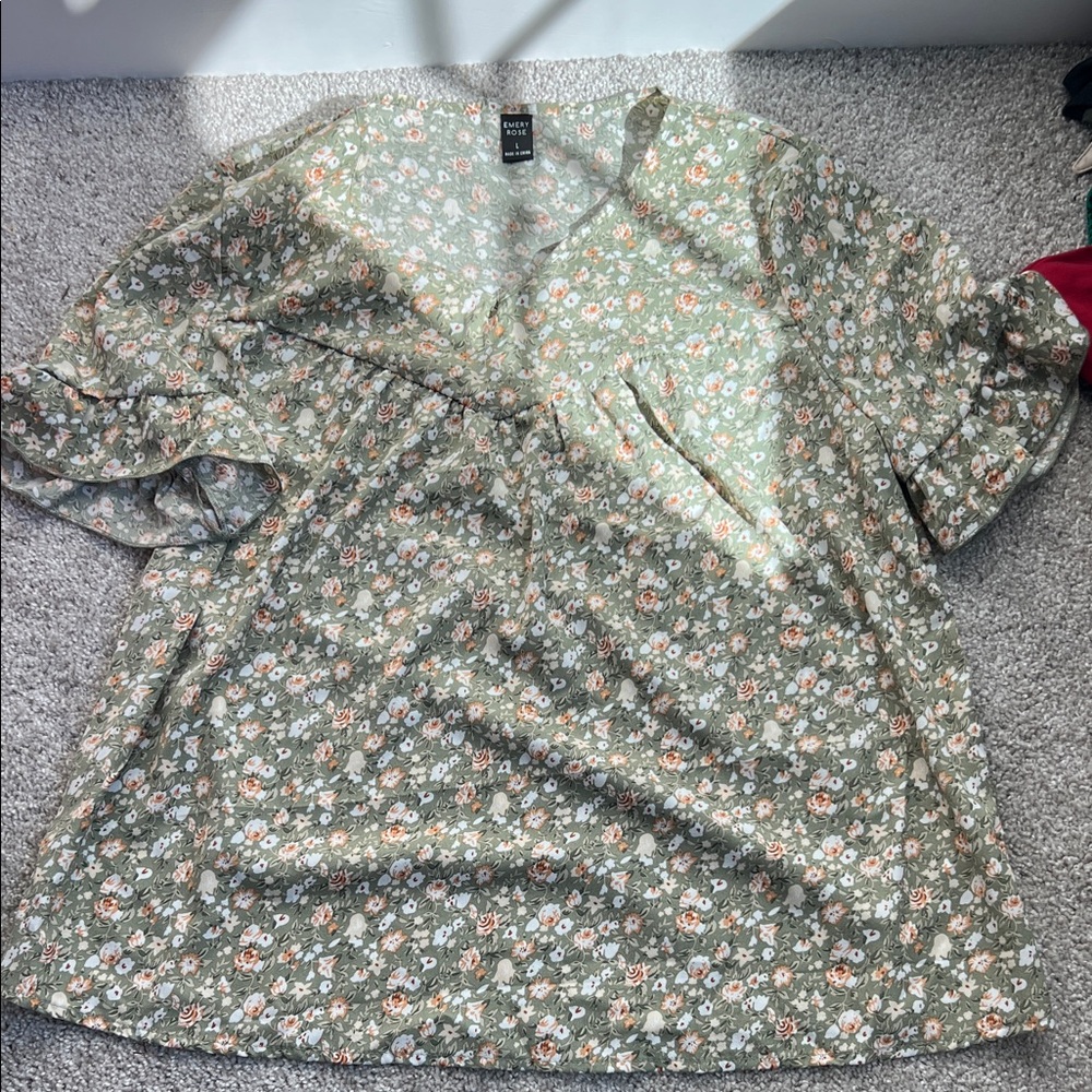 Floral Green Blouse
